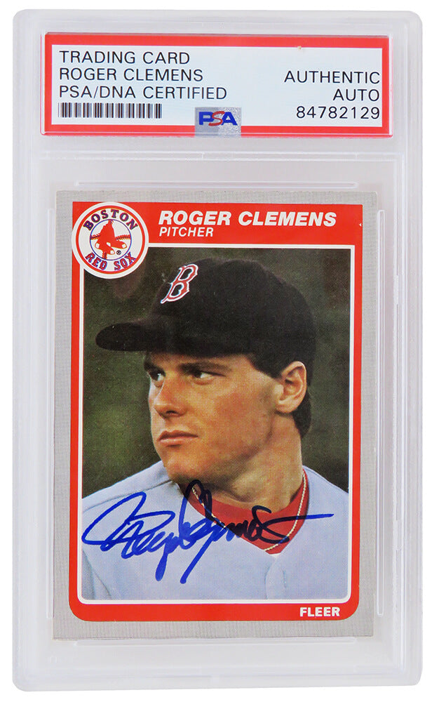 Roger Clemens Signed Boston Red Sox 1985 Fleer Rookie Baseball Card #155 (PSA Encapsulated)