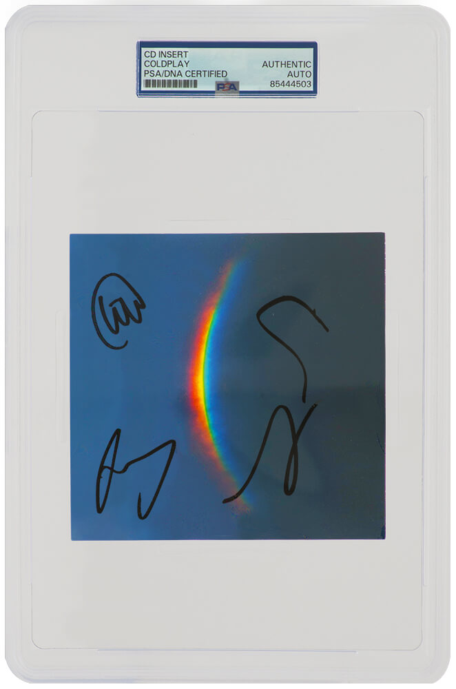 Coldplay Band Signed 'Moon Music' 5x5 CD Insert Card (4 - Signatures) - (PSA/DNA Encapsulated)