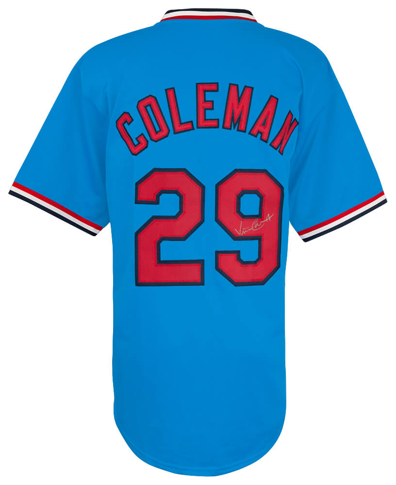 Vince Coleman Signed Blue T/B Custom Baseball Jersey