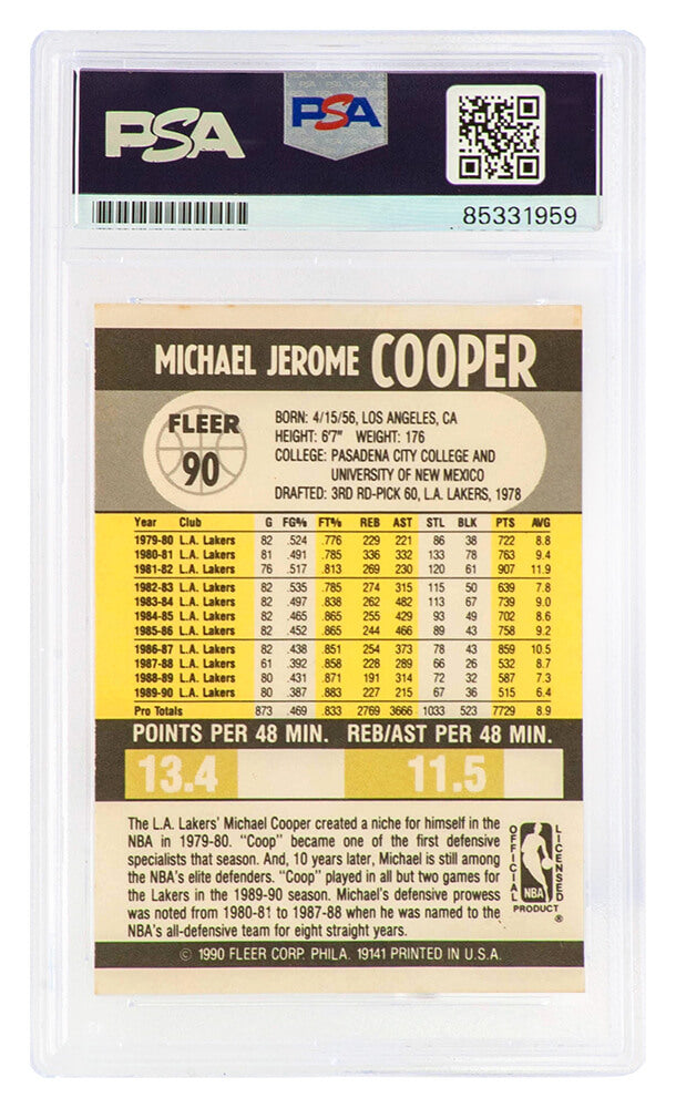 Michael Cooper Signed Los Angeles Lakers 1990-91 Fleer Basketball Trading Card #90 - (PSA Encapsulated)