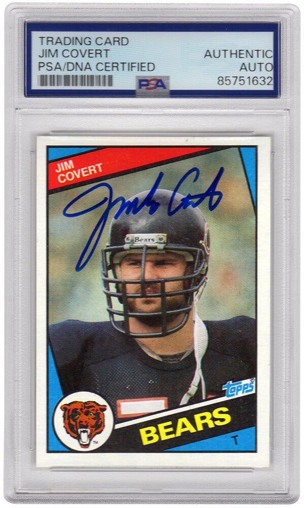 Jim Covert Signed Chicago Bears 1984 Topps Rookie Football Card #222 - (PSA Encapsulated)