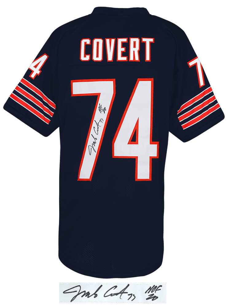 Jim Covert Signed Navy Throwback Custom Football Jersey w/HOF'20