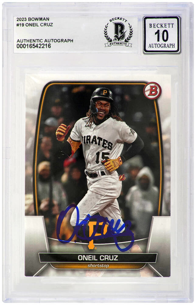 Oneil Cruz Signed Pittsburgh Pirates 2023 Bowman Baseball Card #19 - (Beckett / Auto Grade 10)