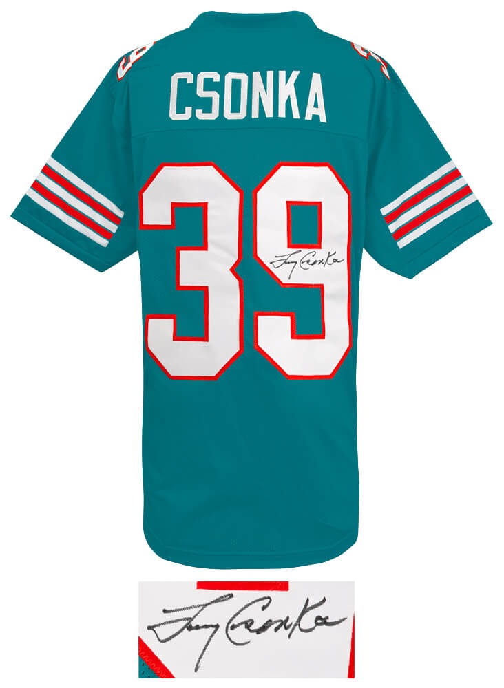 Larry Csonka Signed Teal Custom Football Jersey