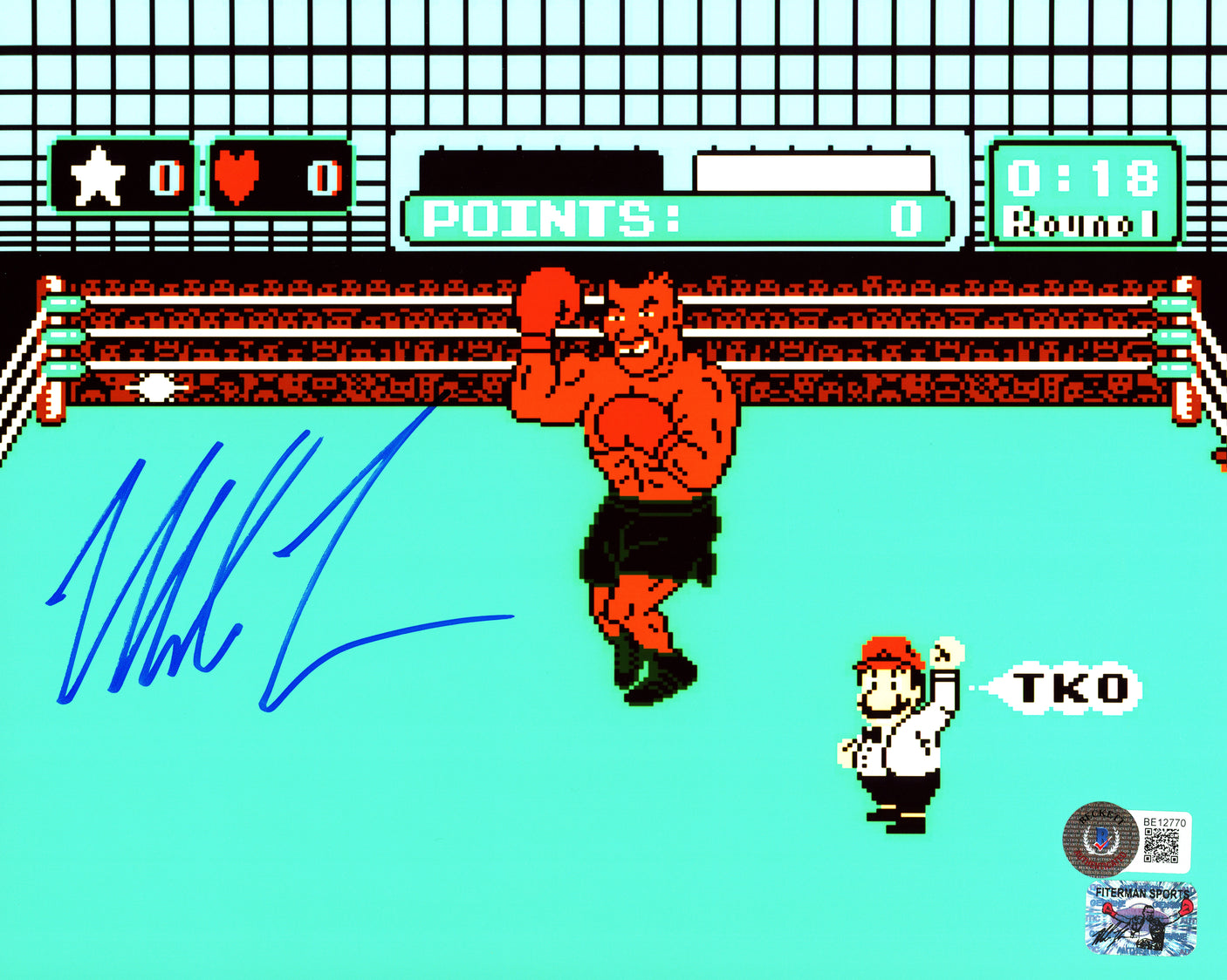 Mike Tyson Autographed Framed 8x10 Photo Nintendo Punch-Out!! With NES Controller Beckett BAS QR Stock #230181