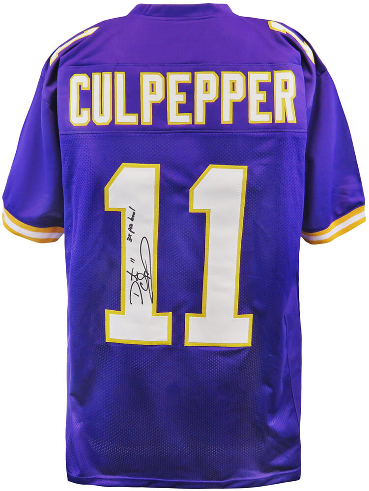 Daunte Culpepper Signed Purple Throwback Custom Football Jersey w/3x Pro Bowl