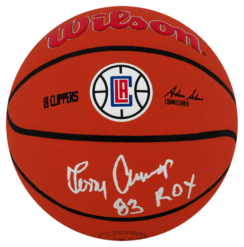 Terry Cummings Signed Los Angeles Clippers Logo Wilson NBA Basketball w/83 ROY