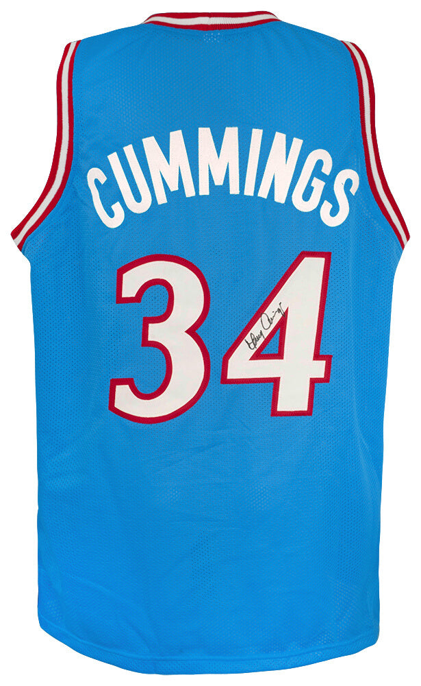 Terry Cummings Signed Blue Throwback Custom Basketball Jersey