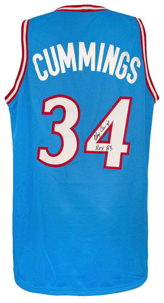 Terry Cummings Signed Blue Throwback Custom Basketball Jersey w/83 ROY
