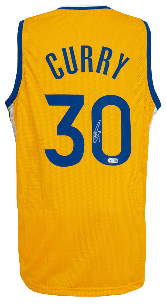 Stephen Curry Signed Yellow Custom Basketball Jersey - (Beckett)