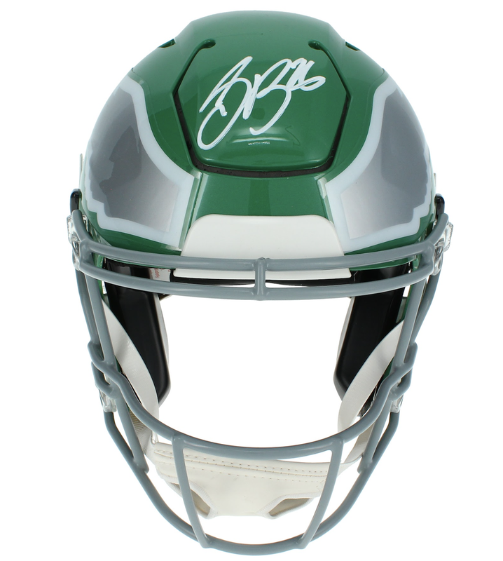Saquon Barkley Autographed Philadelphia Eagles Kelly Green 2023 Alternate Speedflex Authentic Helmet Beckett Witnessed
