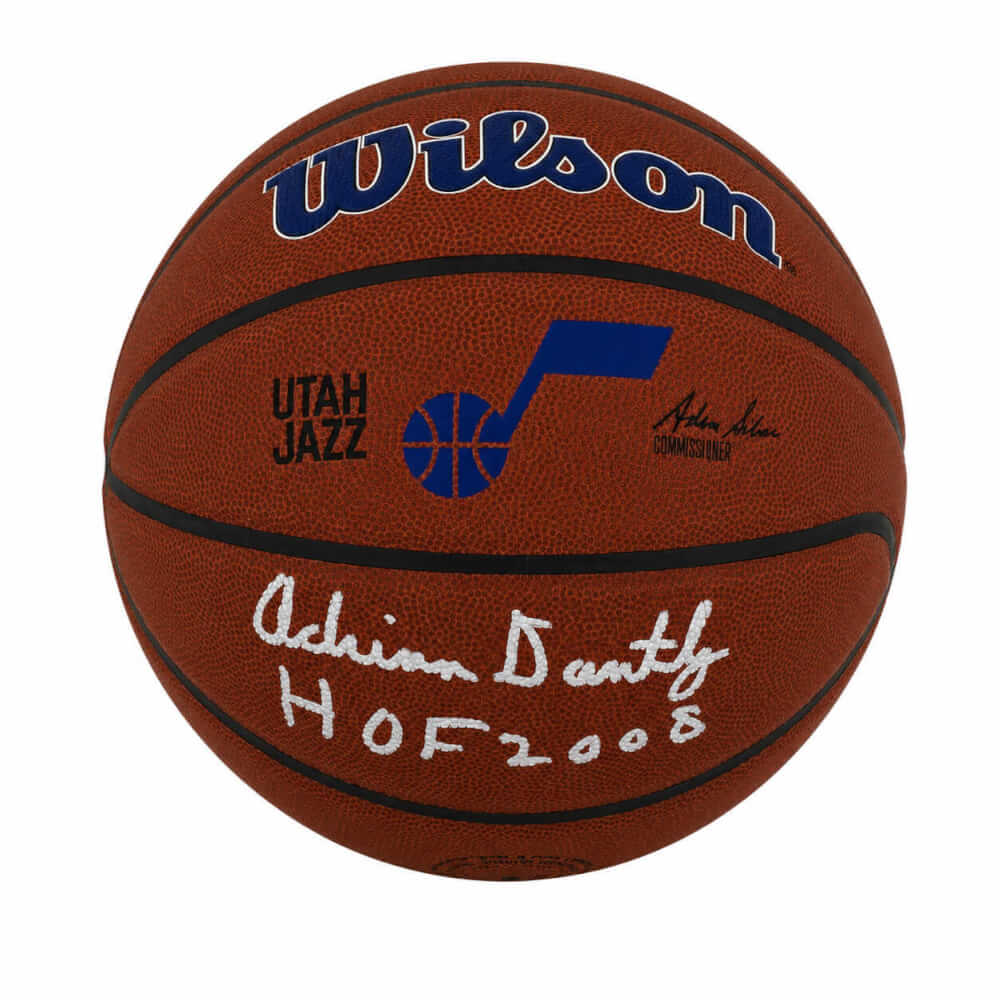 Adrian Dantley Signed Utah Jazz Logo Wilson Alliance NBA Basketball w/HOF 2008