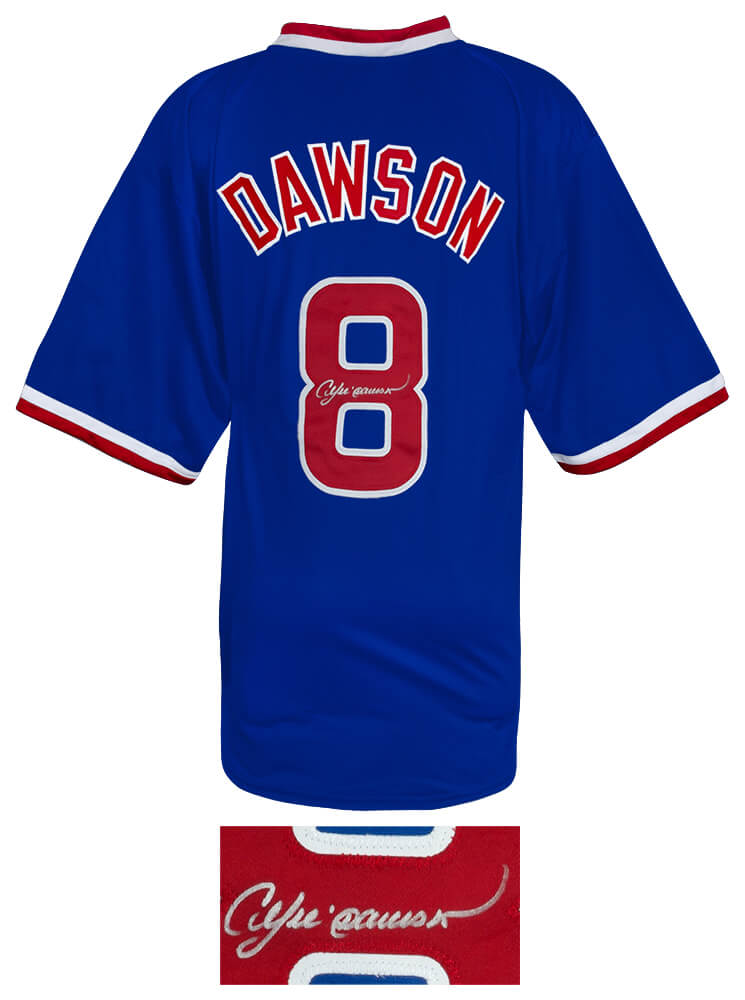 Andre Dawson Signed Blue Throwback Custom Baseball Jersey