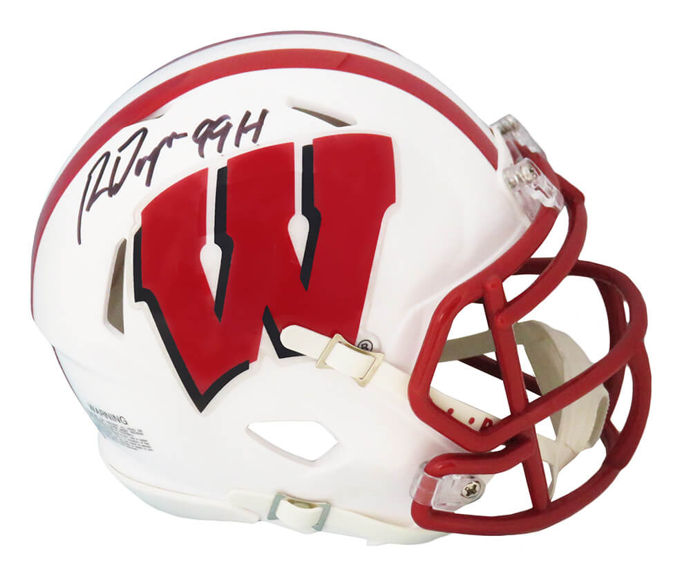 Ron Dayne Signed Wisconsin Riddell Speed Mini Helmet w/99H