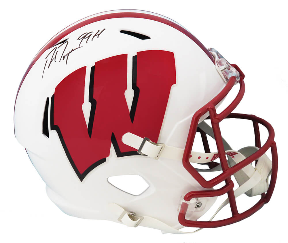 Ron Dayne Signed Wisconsin Badgers Riddell Full Size Speed Replica Helmet w/99H