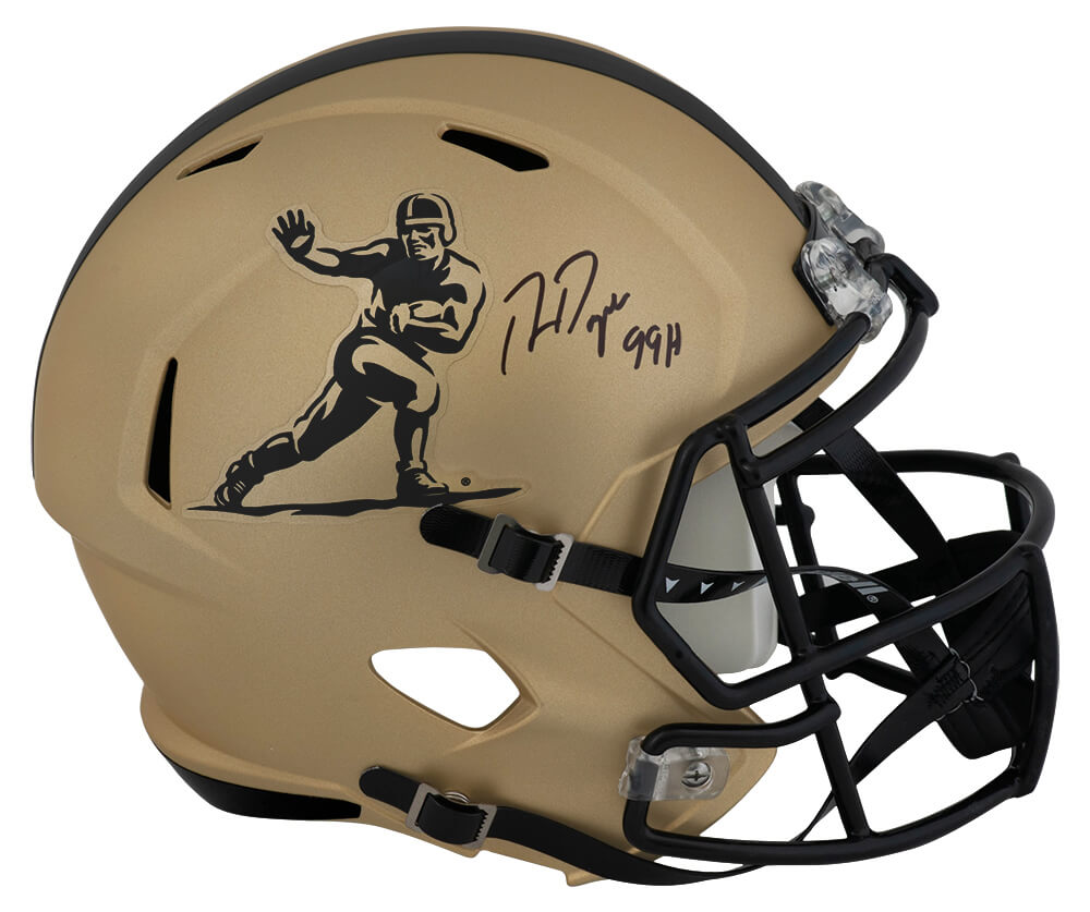 Ron Dayne Signed Heisman Trophy Logo Gold Riddell Full Size Speed Replica Helmet w/99H