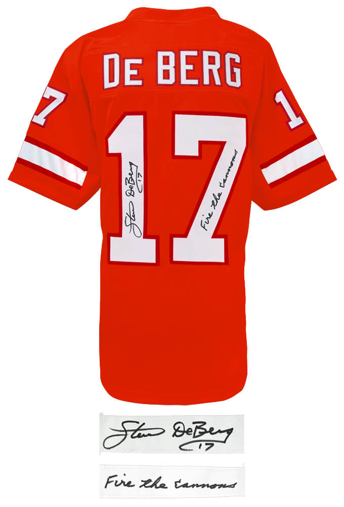Steve DeBerg Signed Orange Throwback Custom Football Jersey w/Fire The Cannons