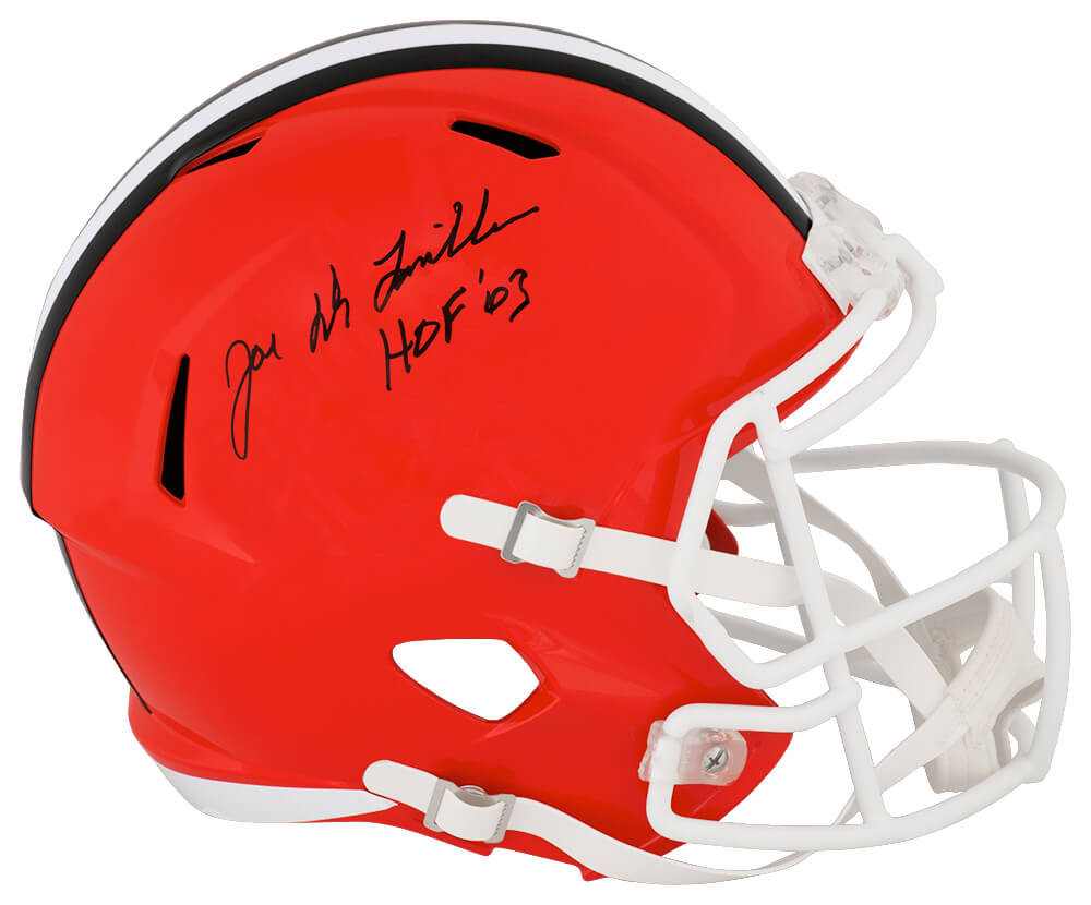Joe DeLamielleure Signed Cleveland Browns Riddell Full Size Speed Replica Helmet w/HOF'03