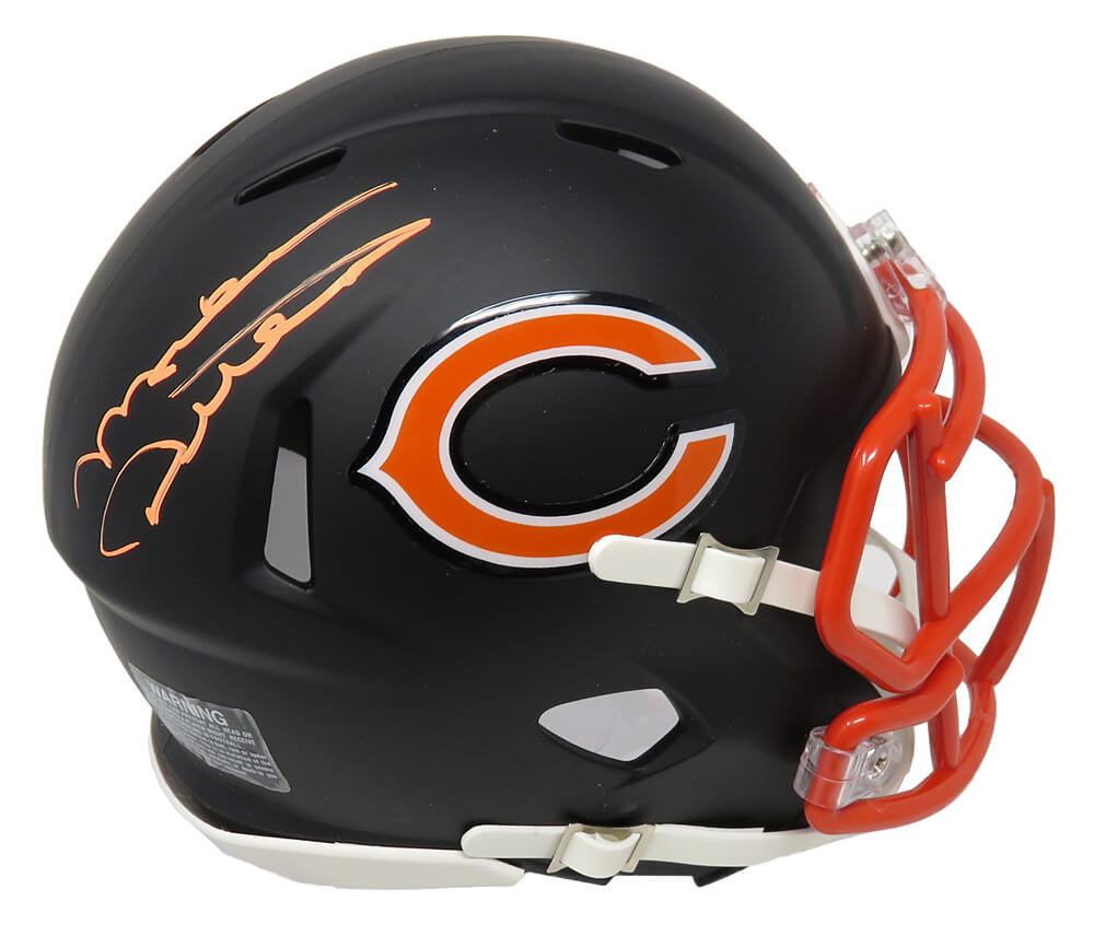 Mike Ditka Signed Chicago Bears Flat Black Matte Riddell Speed Mini Helmet