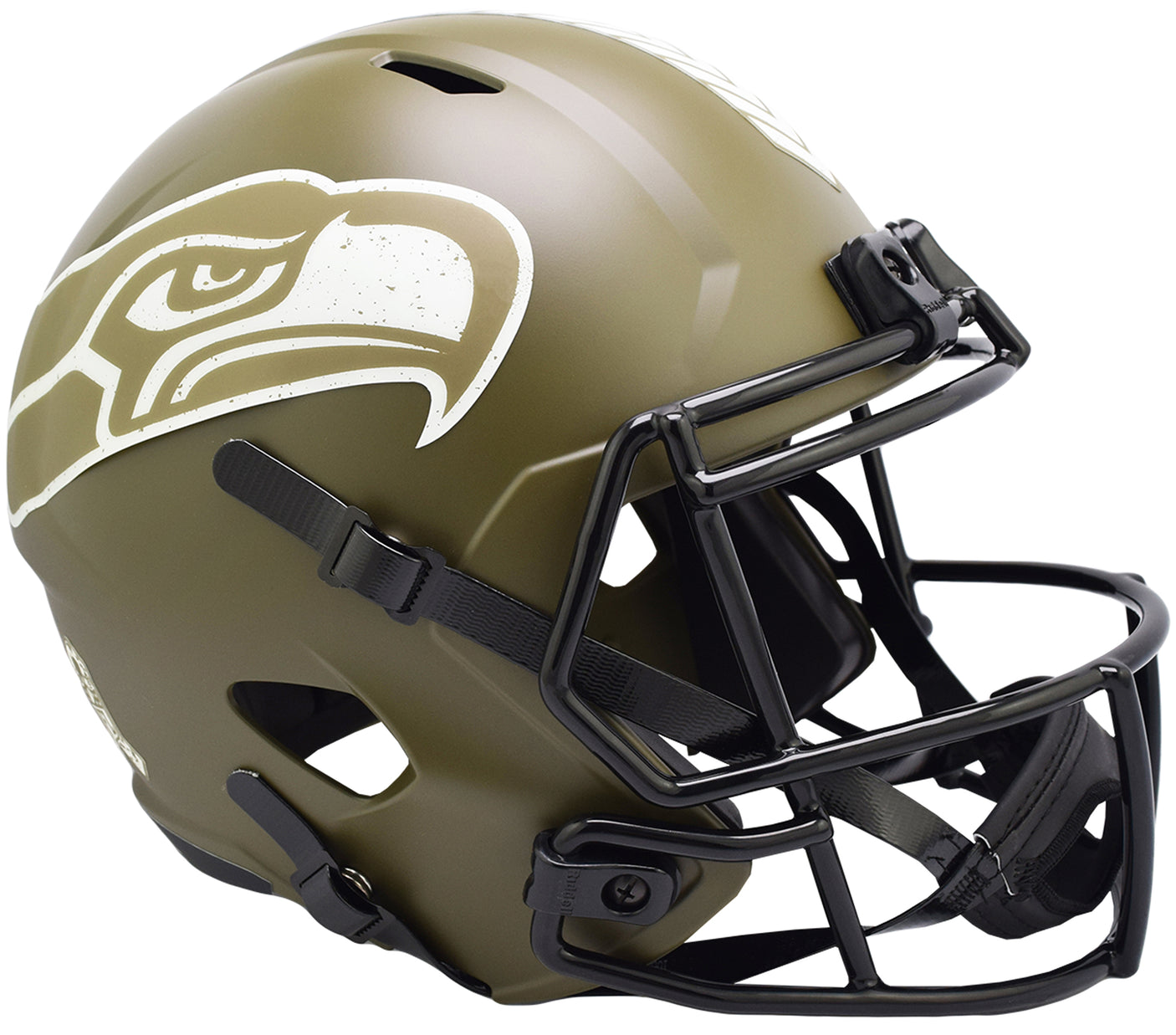 Seattle Seahawks Army Green Full Size Replica Speed Unsigned Helmet Salute To Service Stock #208805