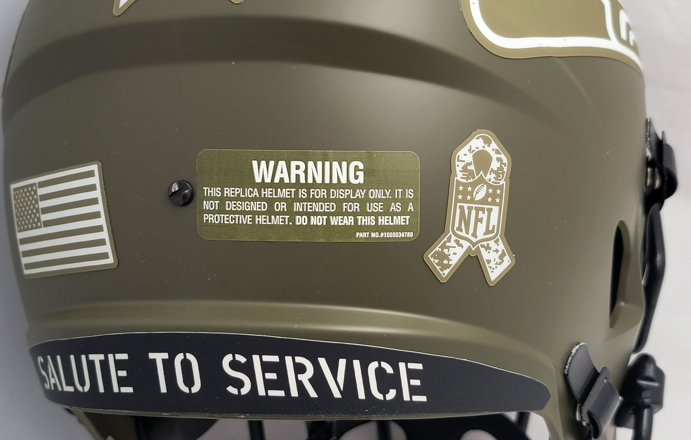 Seattle Seahawks Army Green Full Size Replica Speed Unsigned Helmet Salute To Service Stock #208805