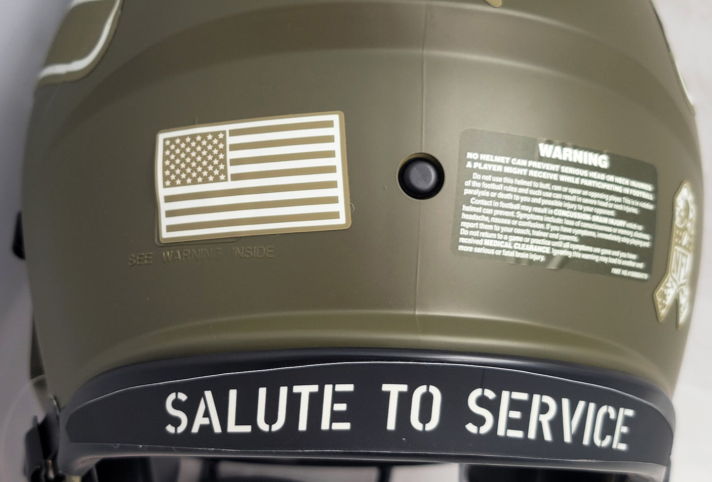 Seattle Seahawks Army Green Full Size Authentic Speed Unsigned Helmet Salute To Service Stock #208804