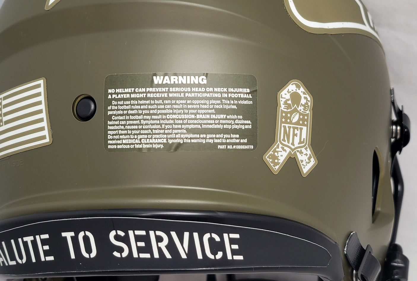 Seattle Seahawks Army Green Full Size Authentic Speed Unsigned Helmet Salute To Service Stock #208804