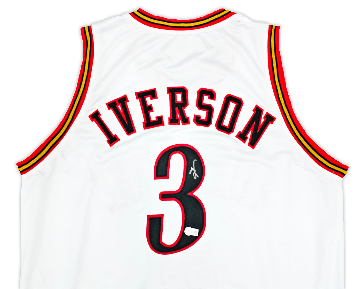 Philadelphia 76ers Allen Iverson Autographed White Jersey Beckett BAS Witness Stock #220713