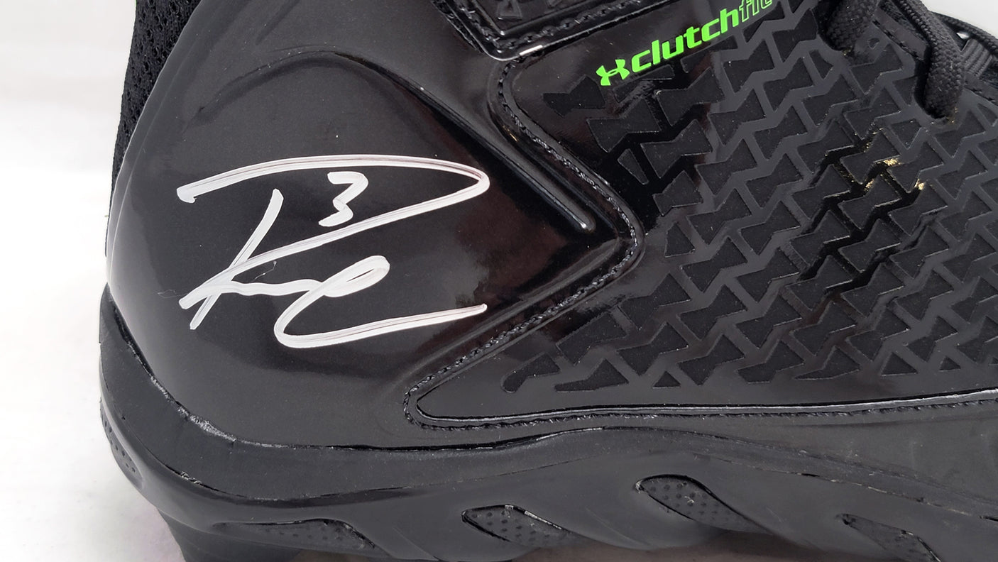Russell Wilson Autographed Black & Green Under Armor Spine Fierce Cleats Seattle Seahawks Size 12.5 RW Holo #42145