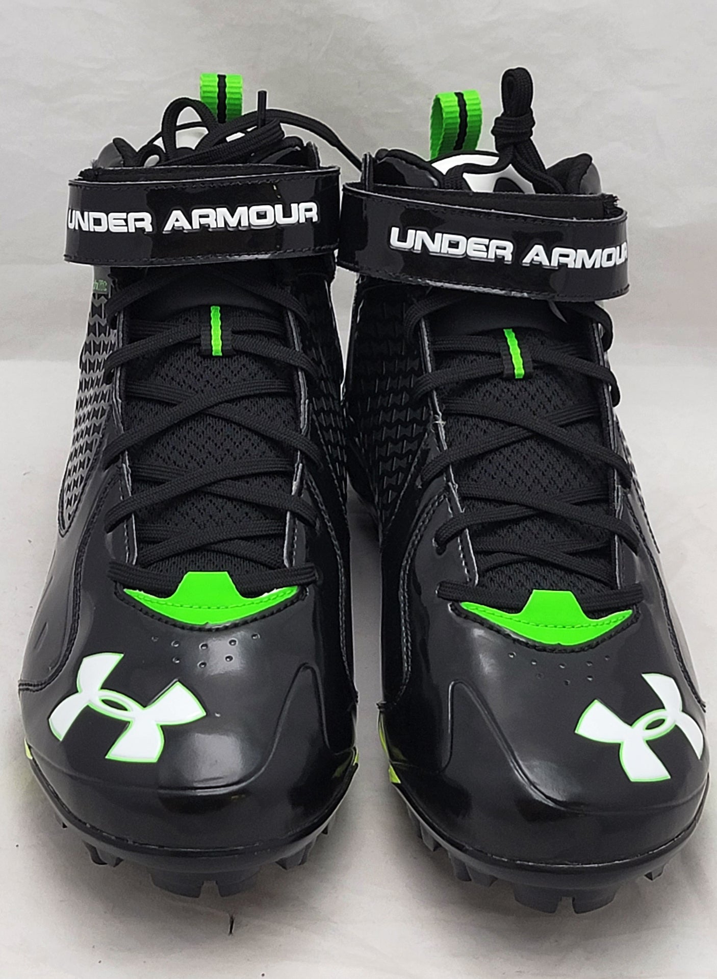 Russell Wilson Autographed Black & Green Under Armor Spine Fierce Cleats Seattle Seahawks Size 12.5 RW Holo #42145