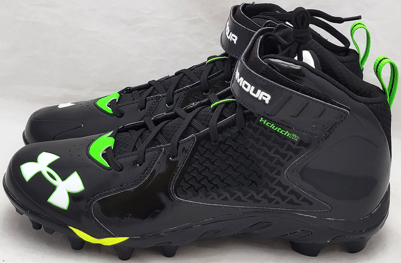 Russell Wilson Autographed Black & Green Under Armor Spine Fierce Cleats Seattle Seahawks Size 12.5 RW Holo #42145