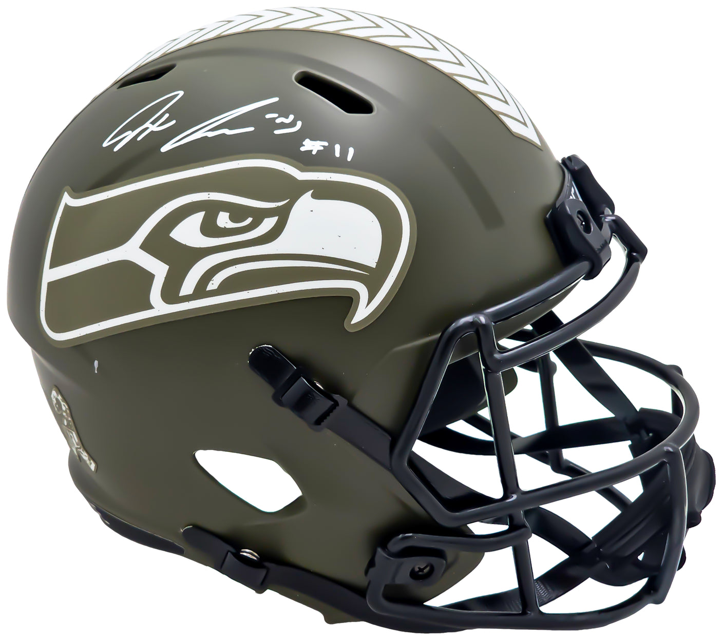 Jaxon Smith-Njigba Autographed Seattle Seahawks Camo Brown Full Size Replica Speed Helmet Fanatics Holo Stock #220844