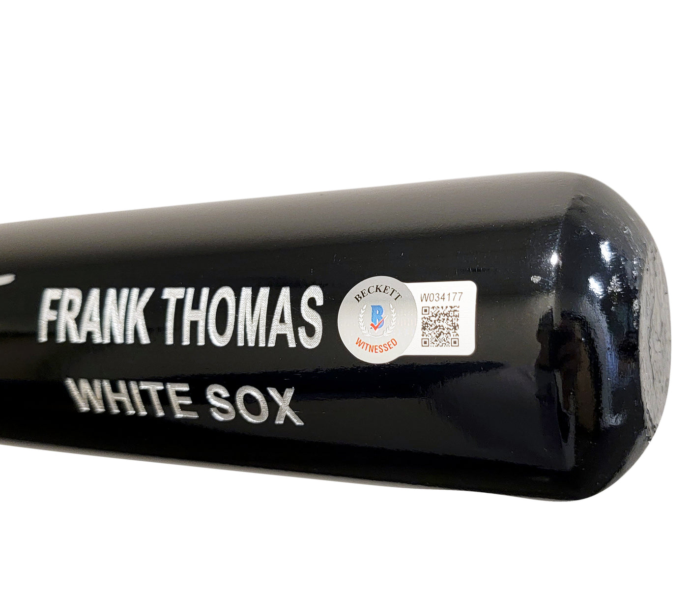 Frank Thomas Autographed Black Rawlings Game Model Bat Chicago White Sox "Big Hurt" Beckett BAS Witness Stock #209064