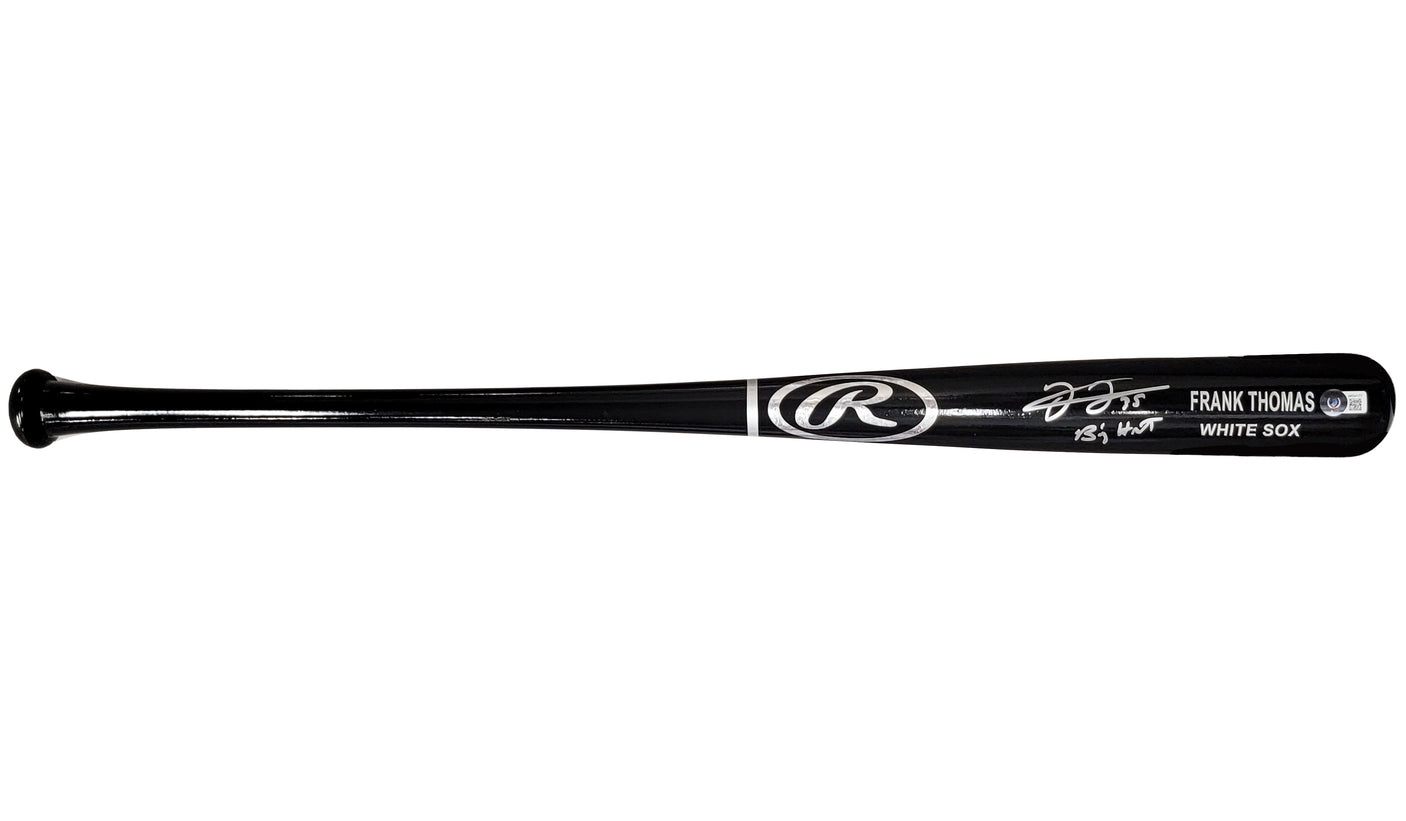 Frank Thomas Autographed Black Rawlings Game Model Bat Chicago White Sox "Big Hurt" Beckett BAS Witness Stock #209064
