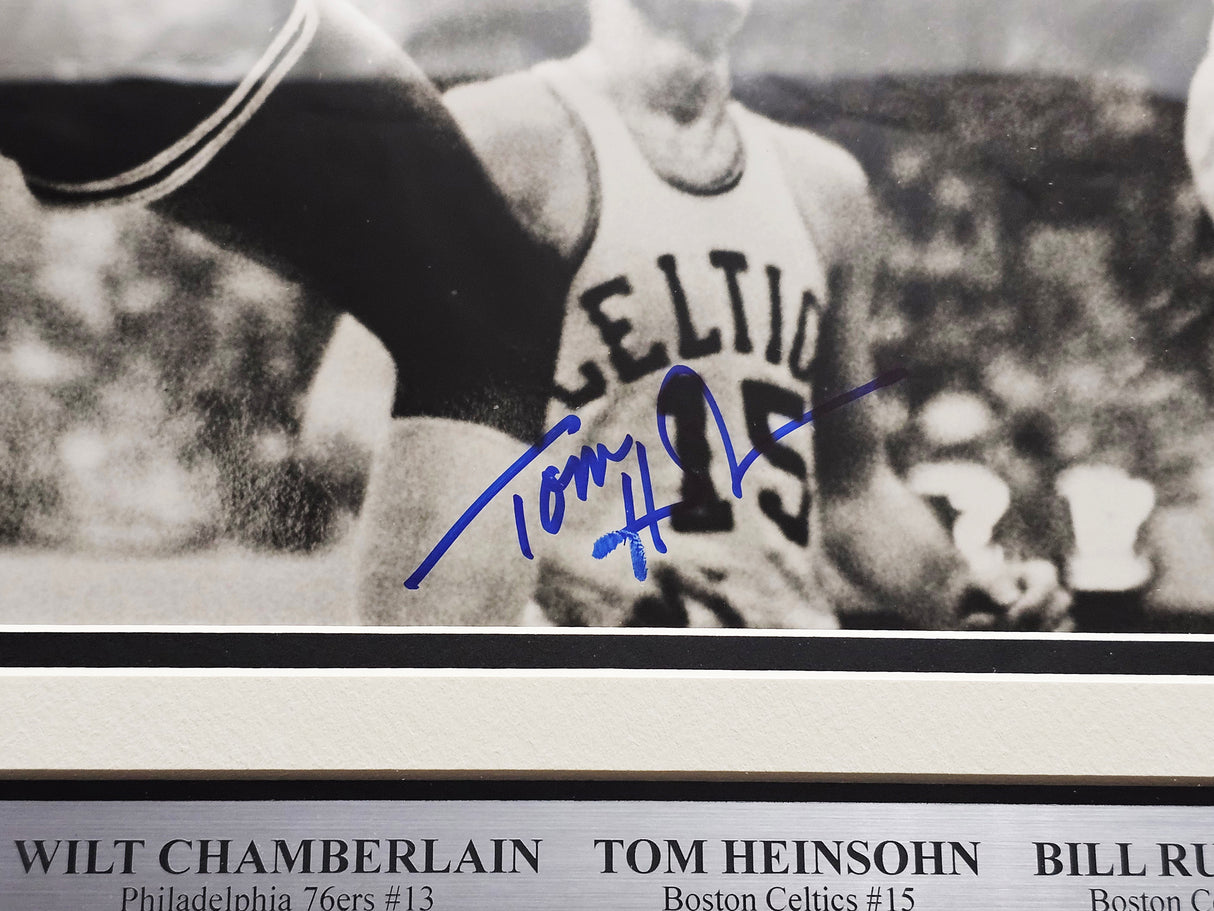 Wilt Chamberlain, Bill Russell & Tom Heinsohn Autographed Framed 16x20 Photo JSA #XX57681