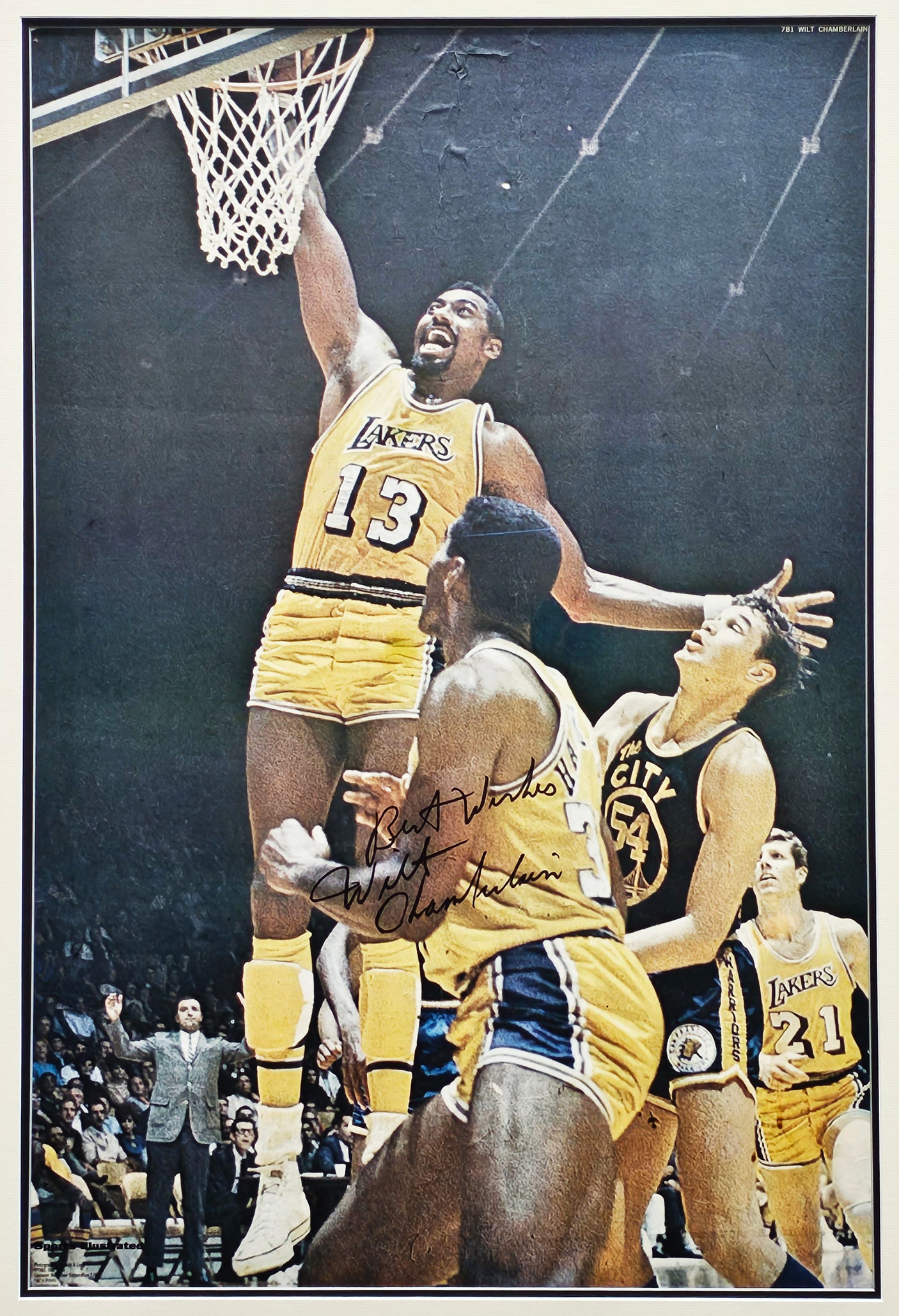 Wilt Chamberlain Autographed Framed 24x36 Sports Illustrated Poster Photo Los Angeles Lakers Auto Grade Gem Mint 10 "Best Wishes" PSA/DNA #AN04075