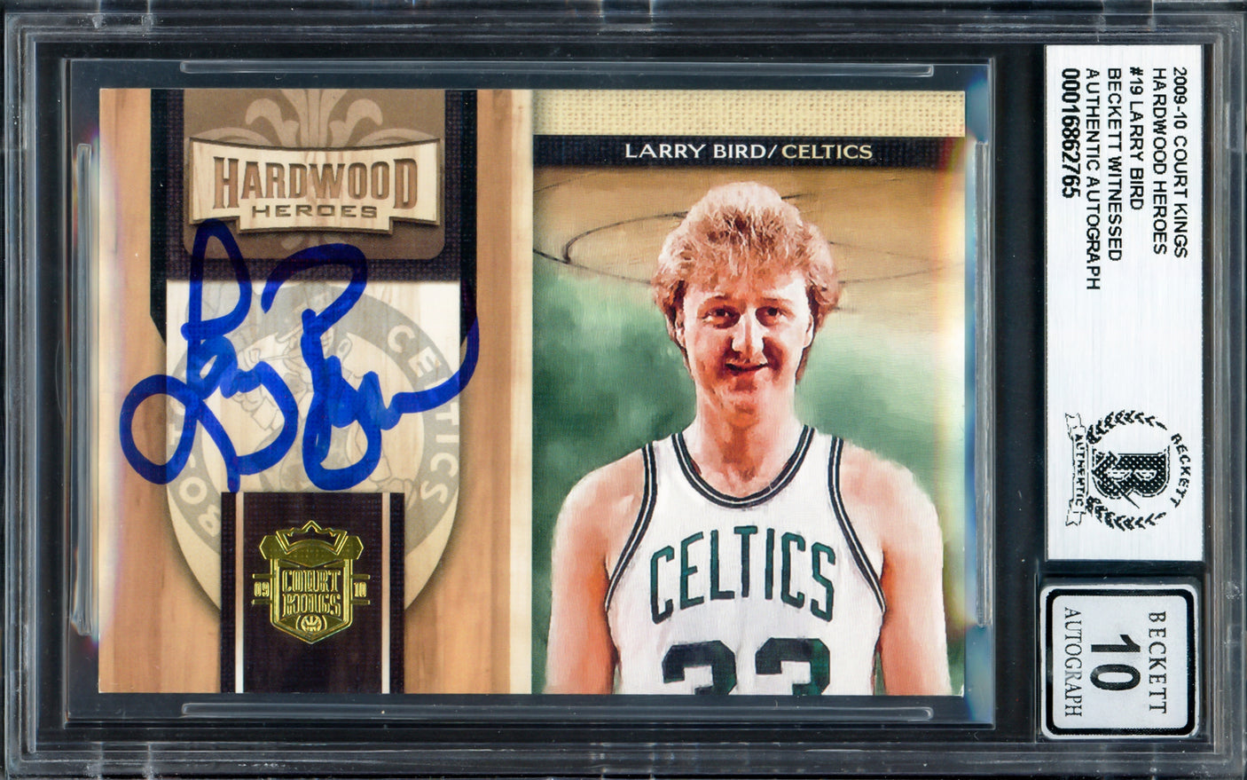 Larry Bird Autographed 2009-10 Court Kings Hardwood Heroes Card #19 Boston Celtics Auto Grade Gem Mint 10 #078/249 Beckett BAS Witness #16862765