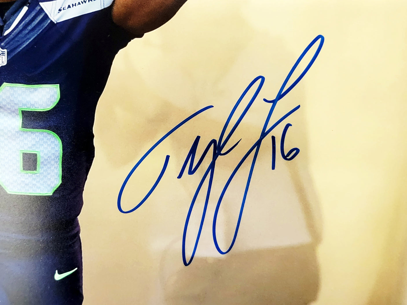 Tyler Lockett Autographed 16x20 Photo Seattle Seahawks Tunnel MCS Holo Stock #209199