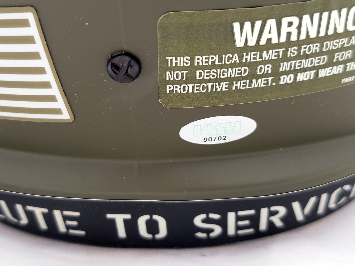 Tyler Lockett Autographed Seattle Seahawks Army Green Salute To Service Full Size Replica Speed Helmet MCS Holo Stock #209184