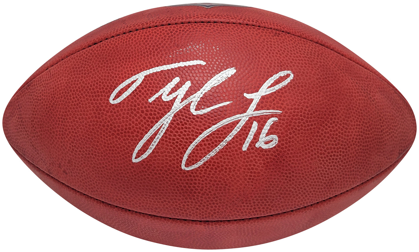 Tyler Lockett Autographed Official NFL Leather Colored Shield Football Seattle Seahawks MCS Holo Stock #209206