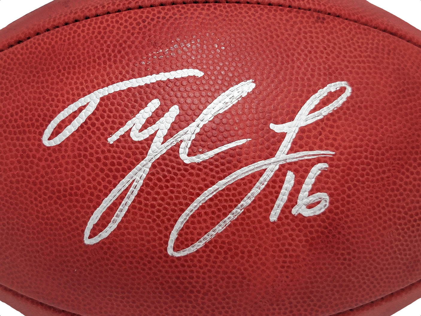 Tyler Lockett Autographed Official NFL Leather Colored Shield Football Seattle Seahawks MCS Holo Stock #209206