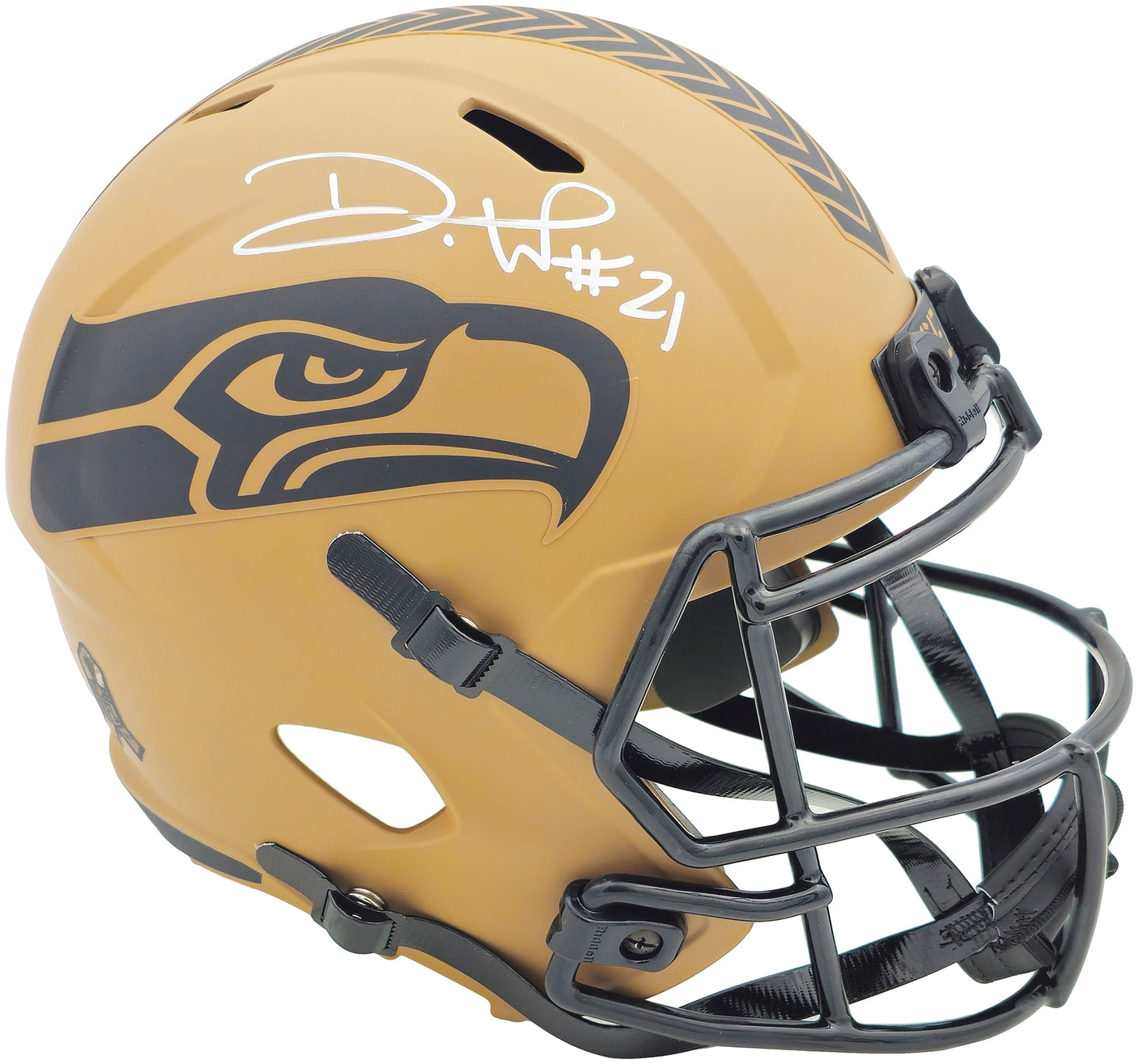 Devon Witherspoon Autographed Seattle Seahawks Camo Brown 2023 Salute to Service Full Size Speed Replica Helmet MCS Holo Stock #235444