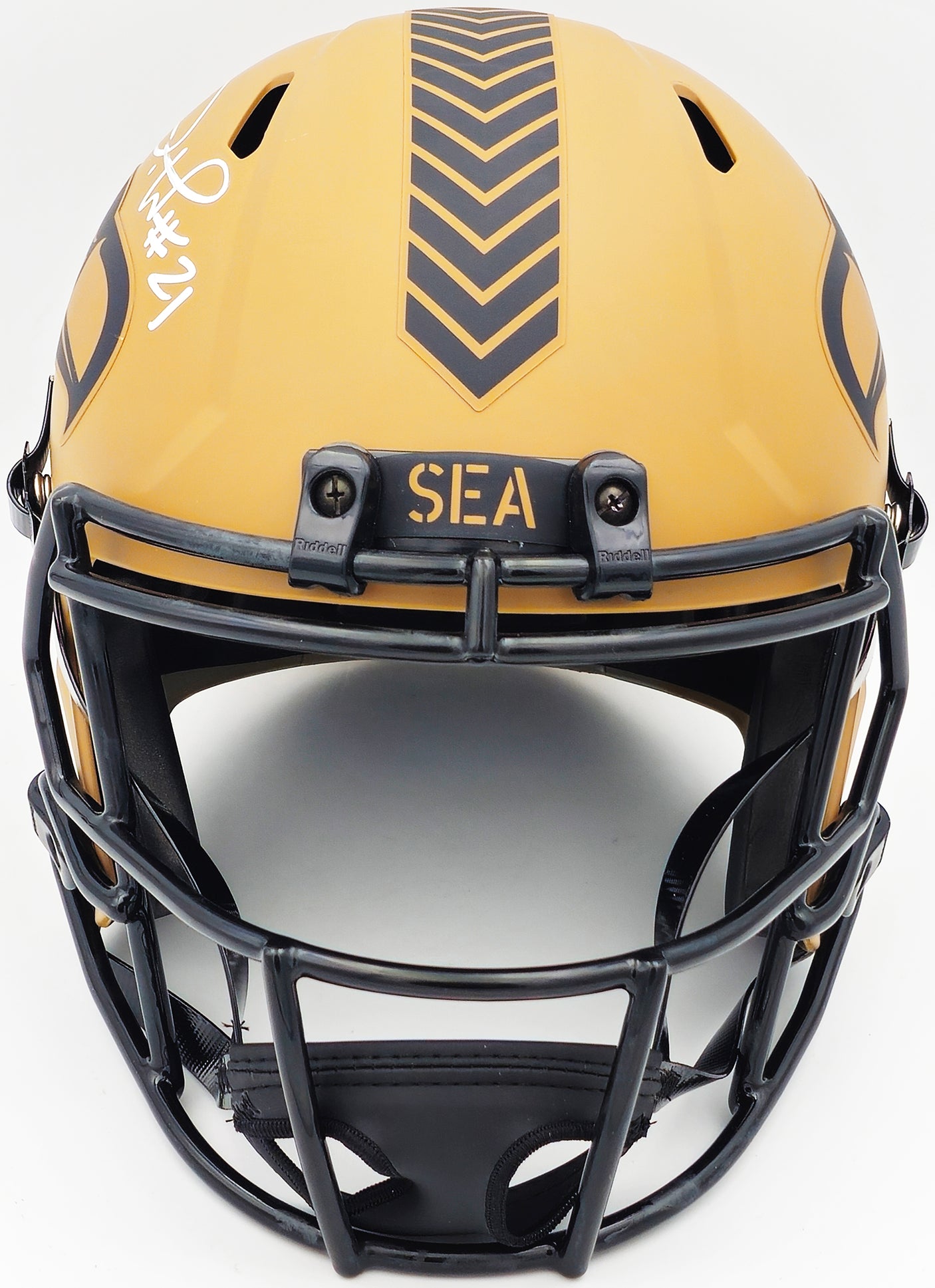 Devon Witherspoon Autographed Seattle Seahawks Camo Brown 2023 Salute to Service Full Size Speed Replica Helmet MCS Holo Stock #235444