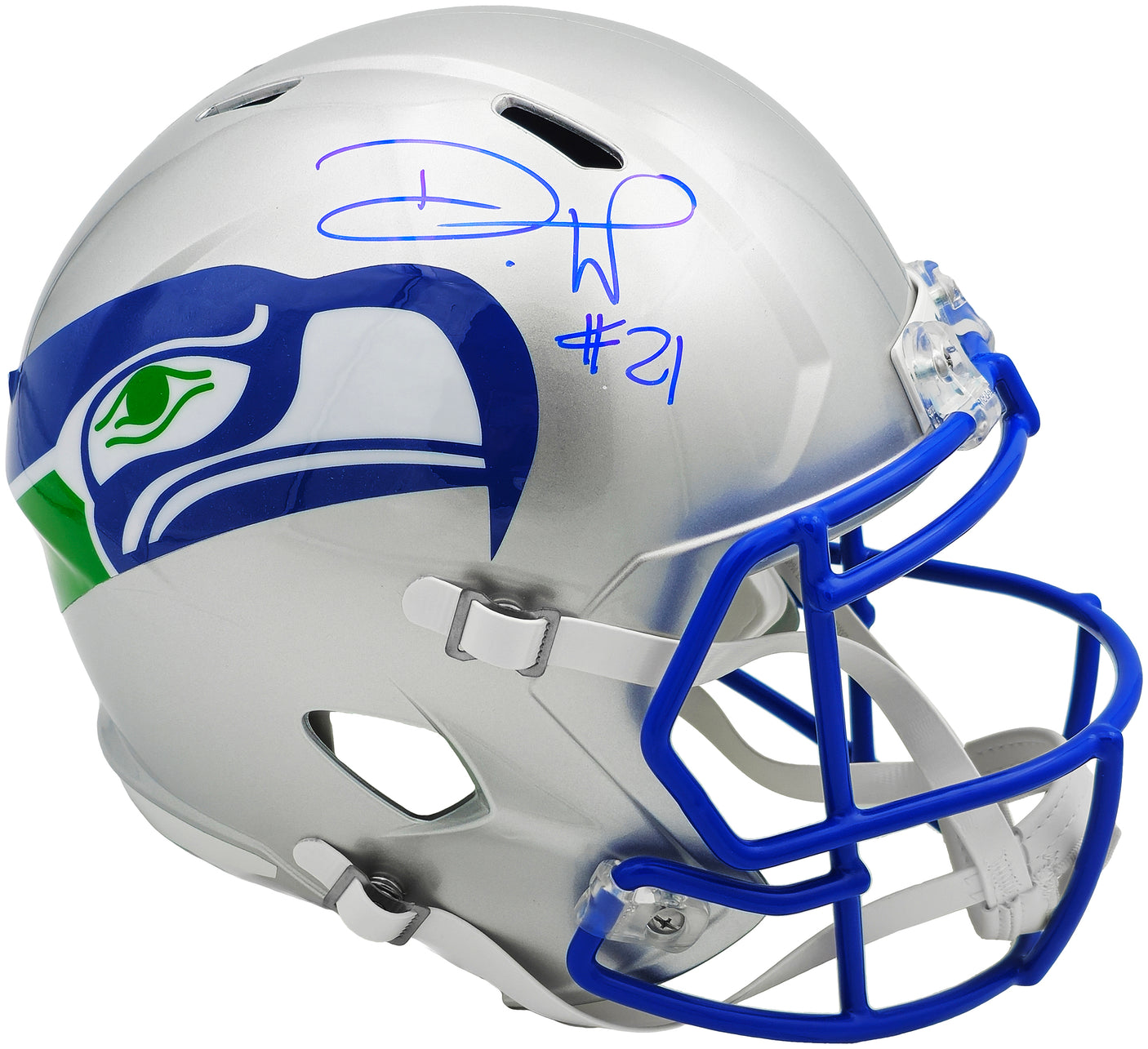Devon Witherspoon Autographed Seattle Seahawks Silver 1983-01 Throwback Full Size Speed Replica Helmet MCS Holo Stock #235445