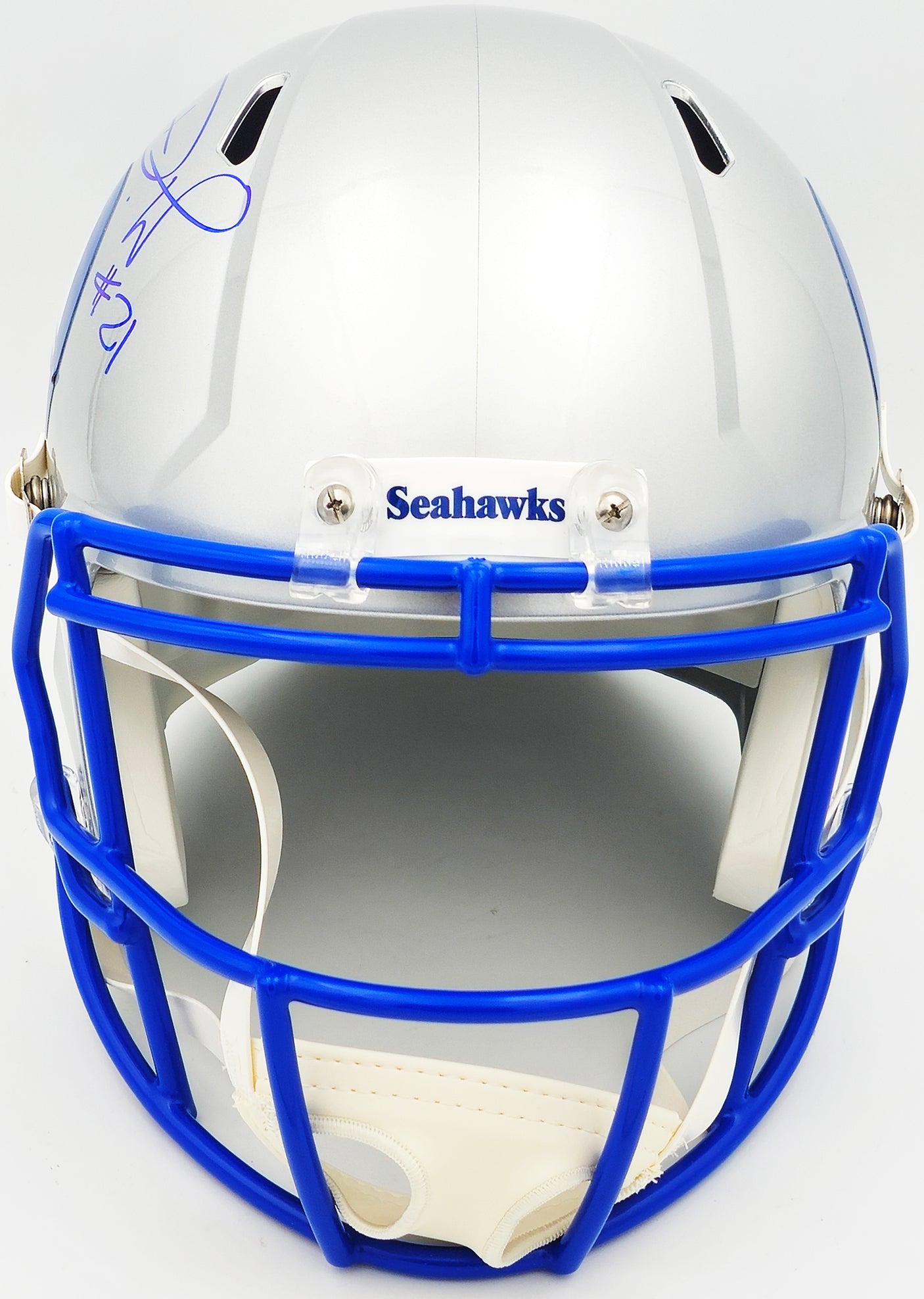 Devon Witherspoon Autographed Seattle Seahawks Silver 1983-01 Throwback Full Size Speed Replica Helmet MCS Holo Stock #235445