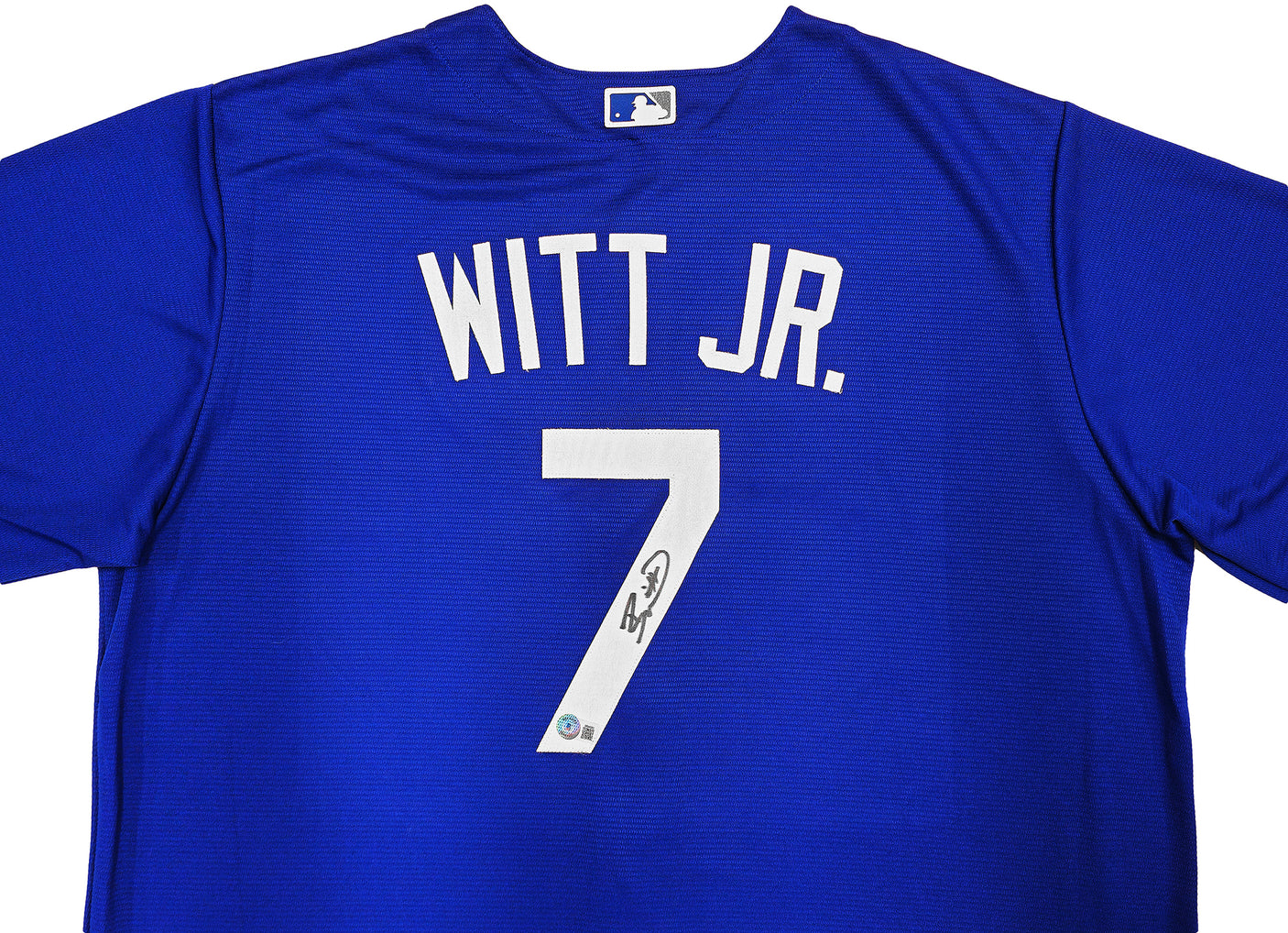 Kansas City Royals Bobby Witt Jr. Autographed Blue Nike Jersey Size XXL Beckett BAS Witness Stock #235594