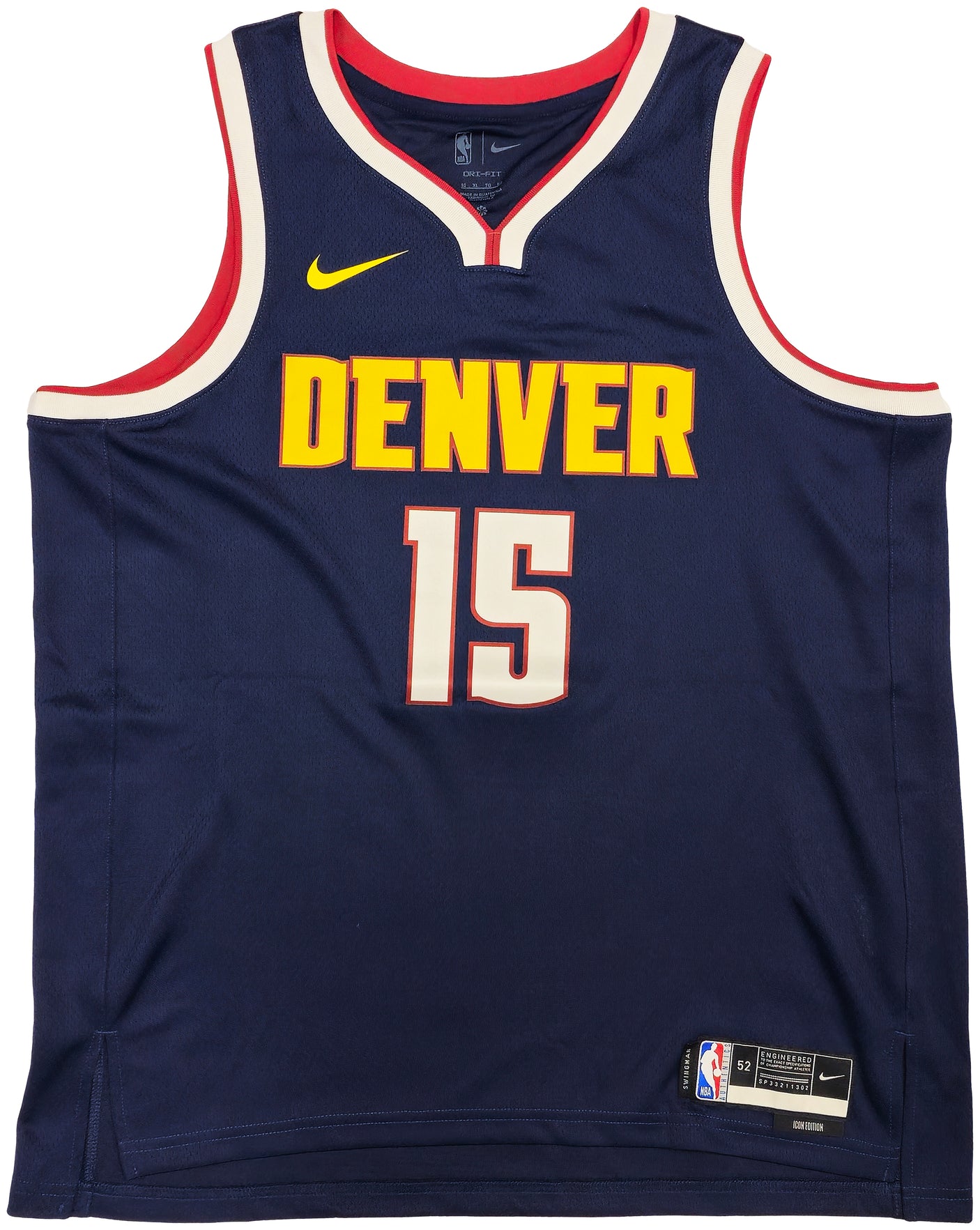 Denver Nuggets Nikola Jokic Autographed Navy Blue Nike ICON Edition Jersey Size 52 Beckett BAS Witness Stock #235476
