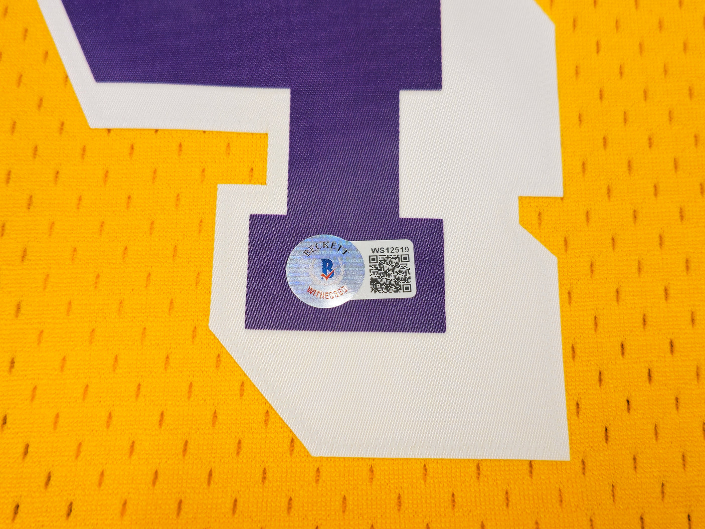 Los Angeles Lakers Shaquille Shaq O'Neal Autographed Yellow Authentic Mitchell & Ness 1996-97 HWC Swingman Jersey Size XL Beckett BAS Witness Stock #235512