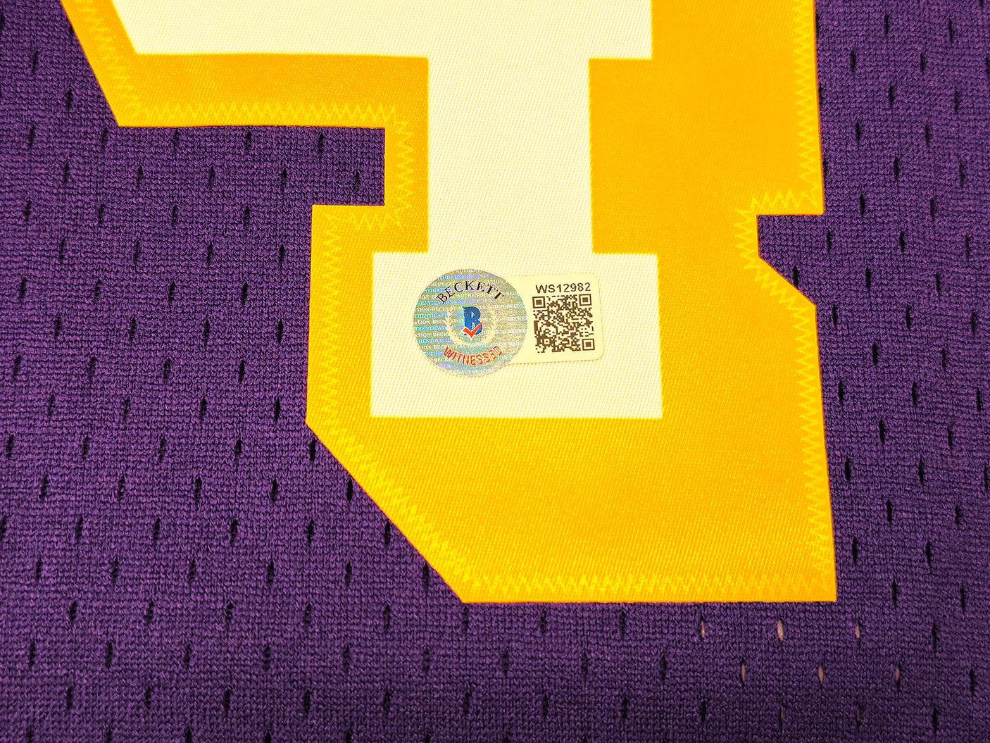Los Angeles Lakers Shaquille Shaq O'Neal Autographed Purple Authentic Mitchell & Ness 1996-97 HWC Swingman Jersey Size XL Beckett BAS Witness Stock #235514