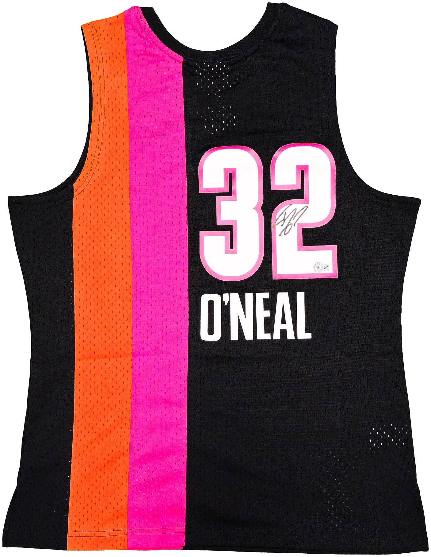 Miami Heat Shaquille Shaq O'Neal Autographed Black Authentic Mitchell & Ness 2005-06 HWC Swingman Jersey Size L Beckett BAS Witness Stock #235523